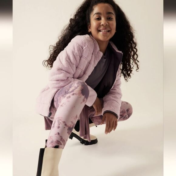 Athleta Girls High Rise Printed Chit Chat Tight, Size XL/14, Moonstone Pink, NWT - Picture 2 of 12